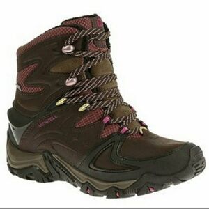 EUC Merrell Waterproof Brown and Pink Leather Winter Hiking Boot - Polorand 8.5